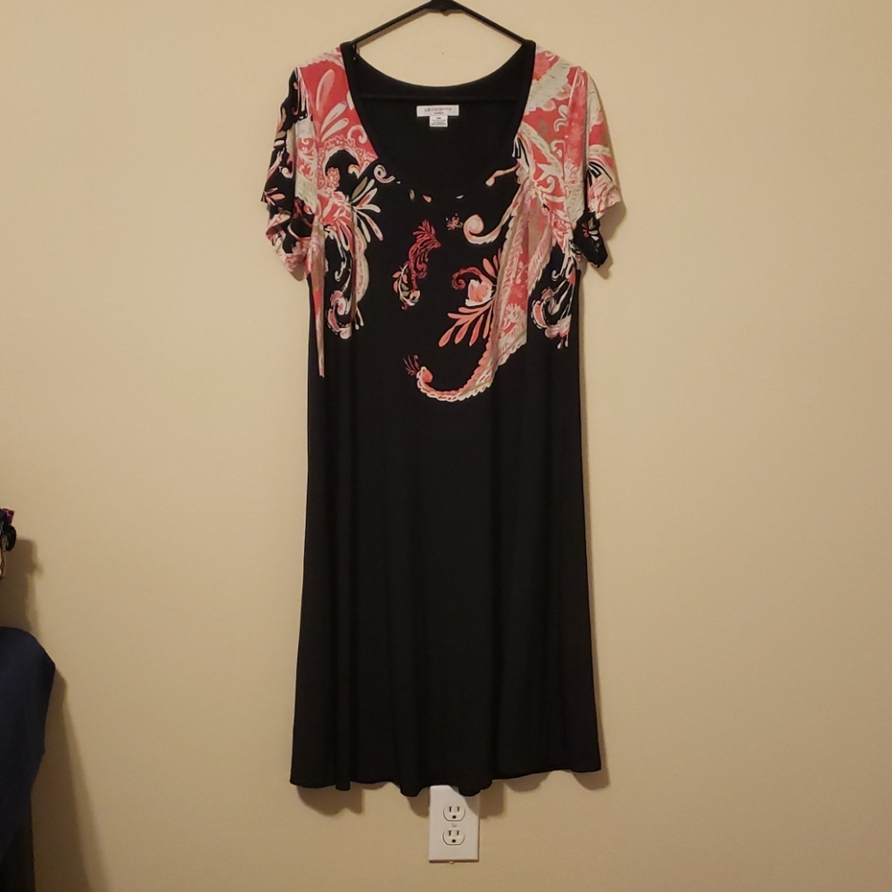 Black dress with pink design